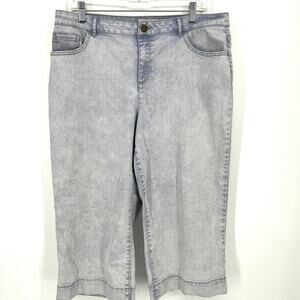 LOGO by Lori Goldstein Boyfriend Cropped Pants Factory Washed Periwinkle Size 14